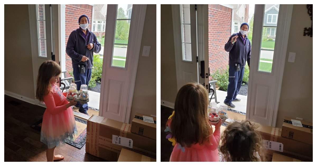 collage 23.jpg?resize=1200,630 - FedEx Driver Surprises 6-Year-Old Girl By Buying Cupcakes For Her Birthday