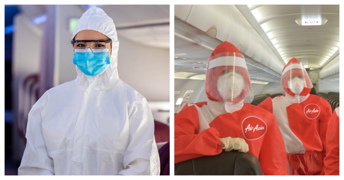collage 46.jpg?resize=1200,630 - Flight Attendants for Qatar Airways Will Wear Hazmat Suits From Now On