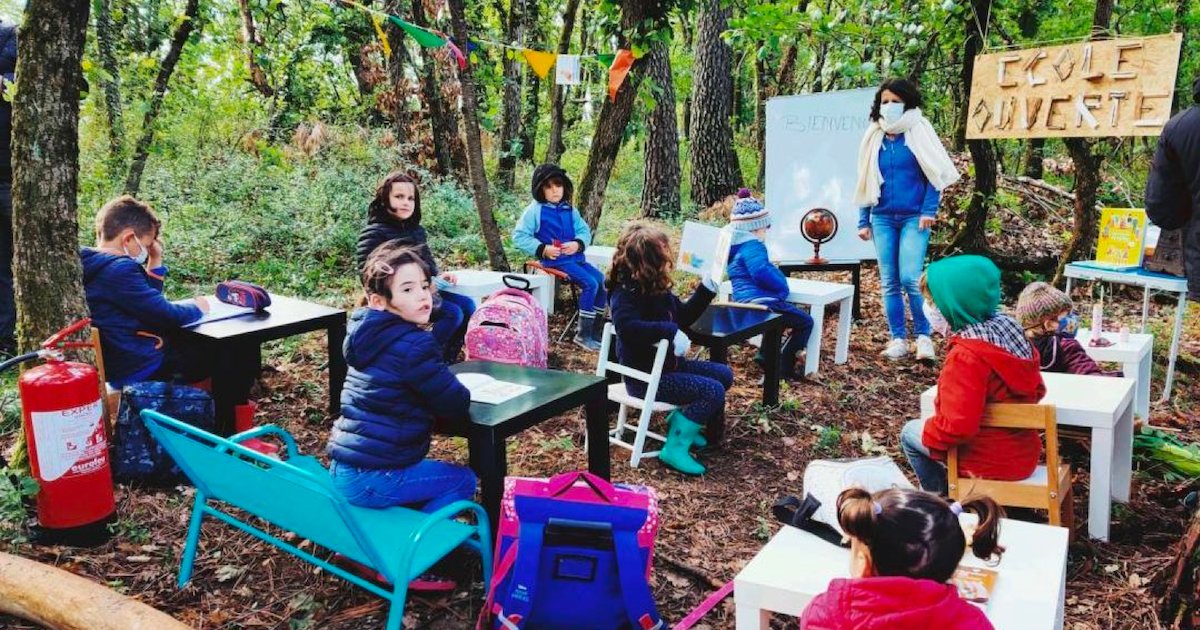 ecole dans la foret.png?resize=1200,630 - Drôme : Des parents font cours aux élèves dans la forêt suite à la non-réouverture de l'école