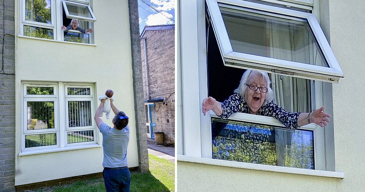 ggsdgsg.jpg?resize=412,232 - 92 Year Old Granny Gets To See Her Great Grandchild Through The Window Because Of Social Distancing