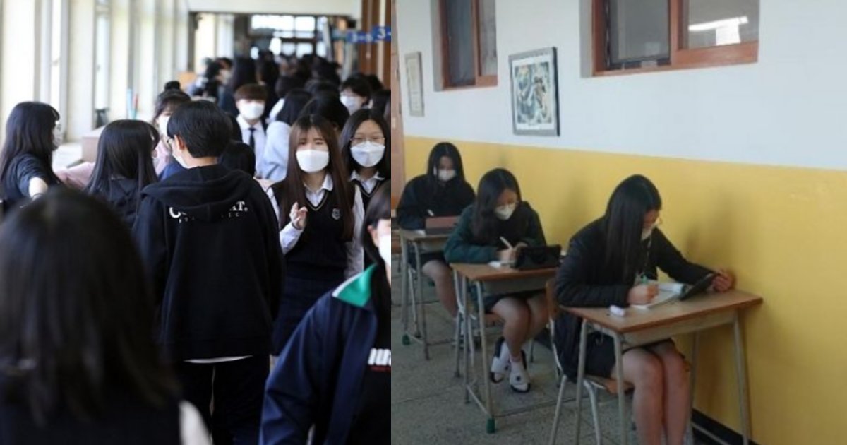 rouka.png?resize=1200,630 - 新型コロナウイルス感染防止により学校の廊下で授業を受けるその光景がシュールすぎる件