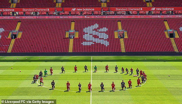 Some Liverpool players wore the home shirt, others the away and a handful wore training gear
