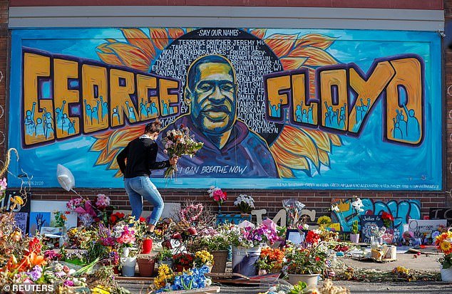 Tragic: Floyd, a 46-year-old security guard, died after police officer Derek Chauvin kneeled on the back of his neck. A memorial was set up in his native Minneapolis