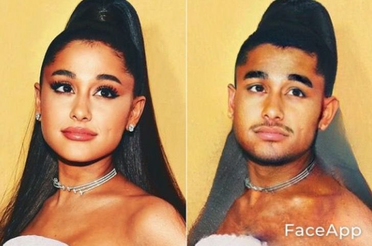 Ariana Grande si fuera hombre FaceApp 