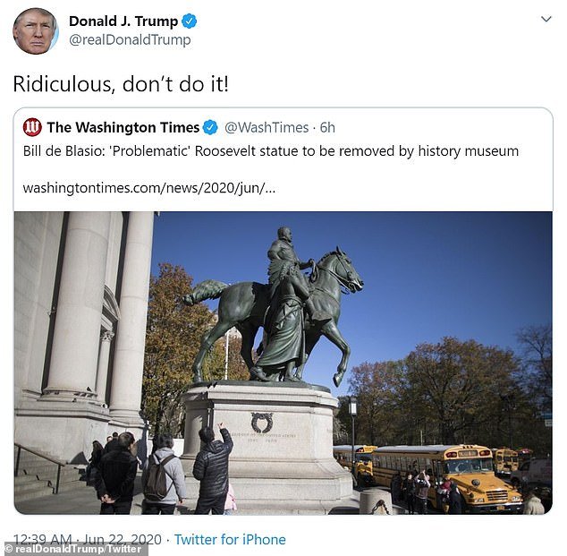 After news of the removal went public, Donald Trump tweeted: 