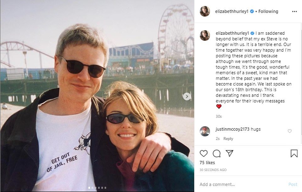 Liz Hurley posted a tribute to Bing on Instagram as news of his suicide spread, saying she was 
