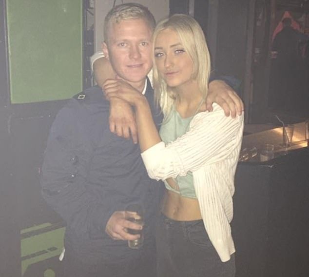 Jake Hepple (pictured with his girlfriend Megan Rambadt), who posted a video of the stunt online and has used the P*** word on Facebook and Twitter, admitted he sometimes gets 