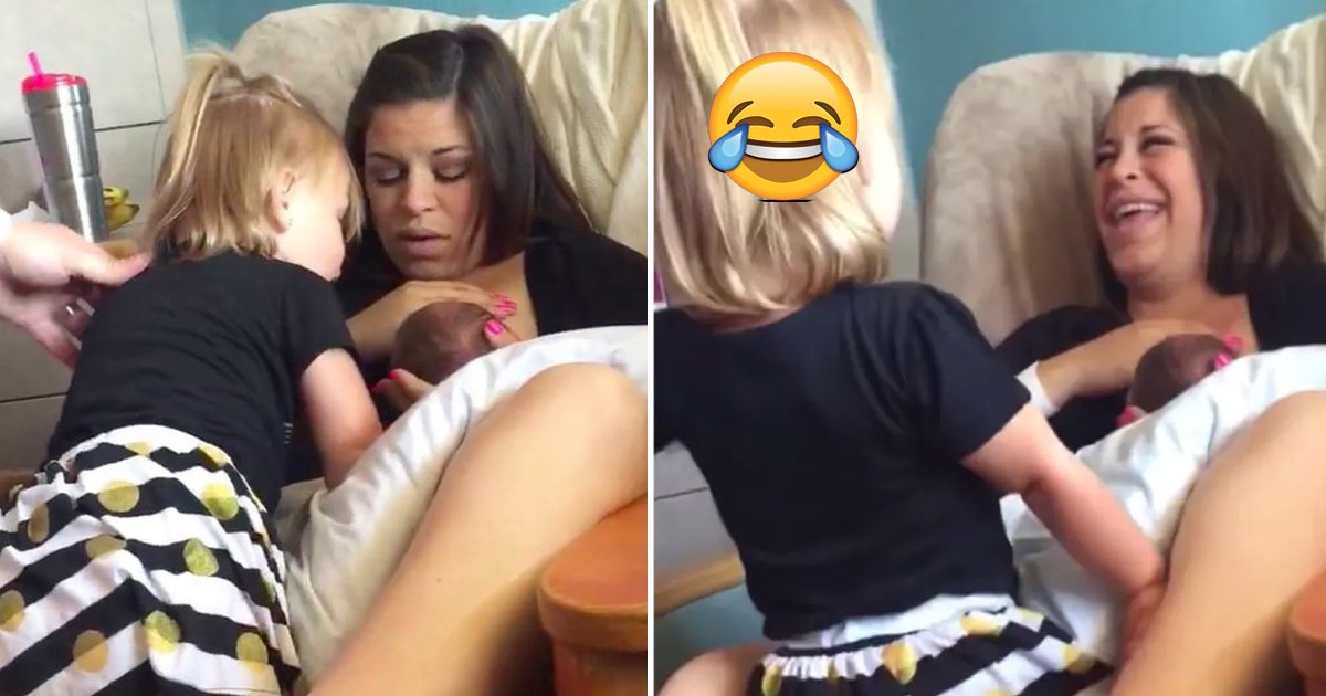 breastfeeding funny.jpg?resize=412,232 - The Hilarious Breastfeeding Girl Video Reaction That Has Many Talking