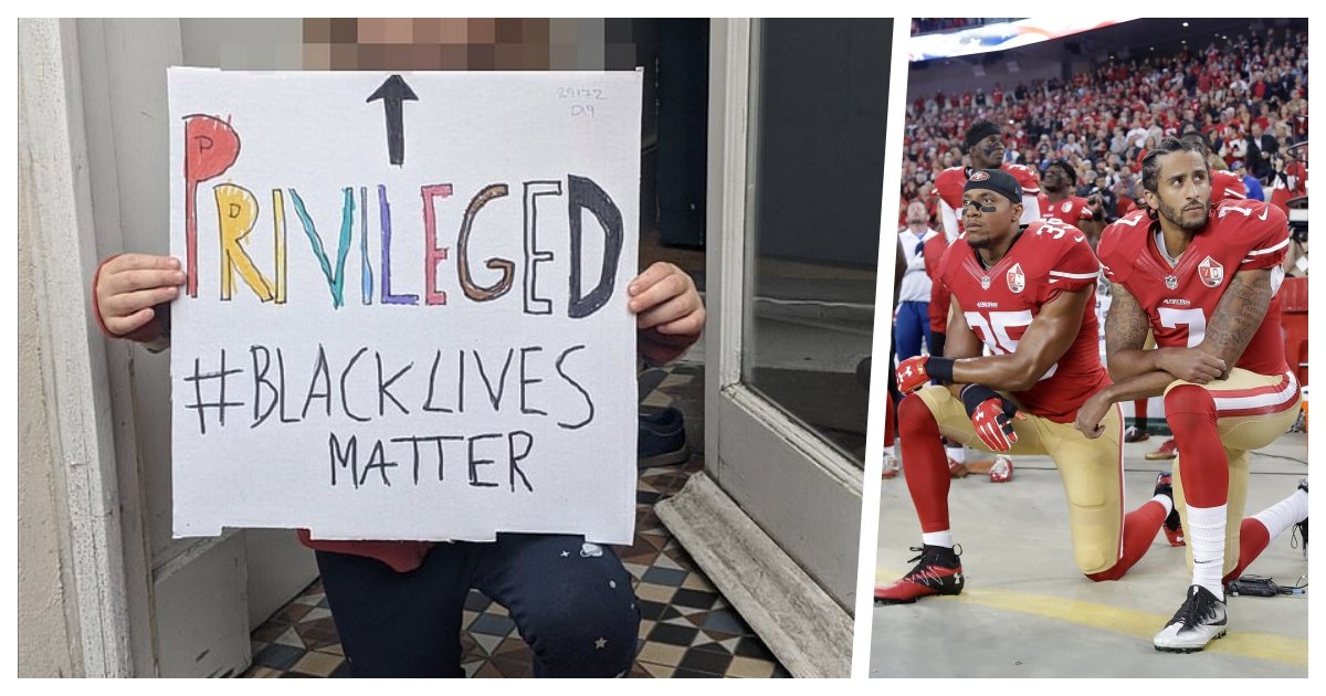collage 16.jpg?resize=412,232 - Mother Sparks Controversy By Having Her Young Child Pose With a Sign Reading 'Privileged'