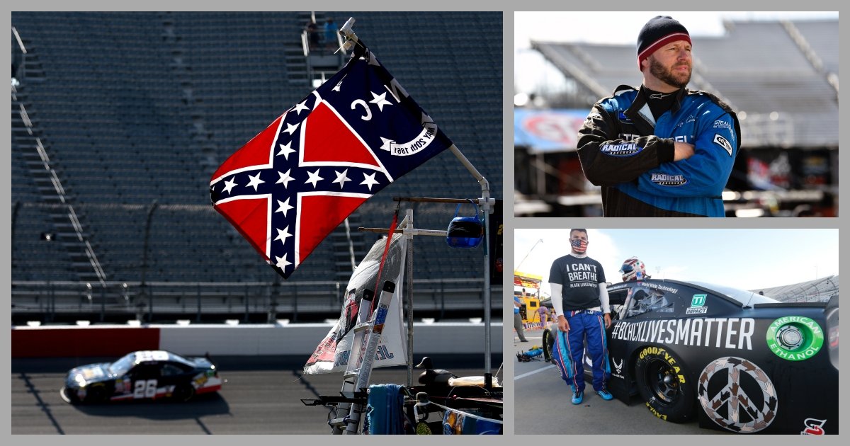 collage 34.jpg?resize=1200,630 - NASCAR Driver Quits After Company Bans Usage of Confederate Flags