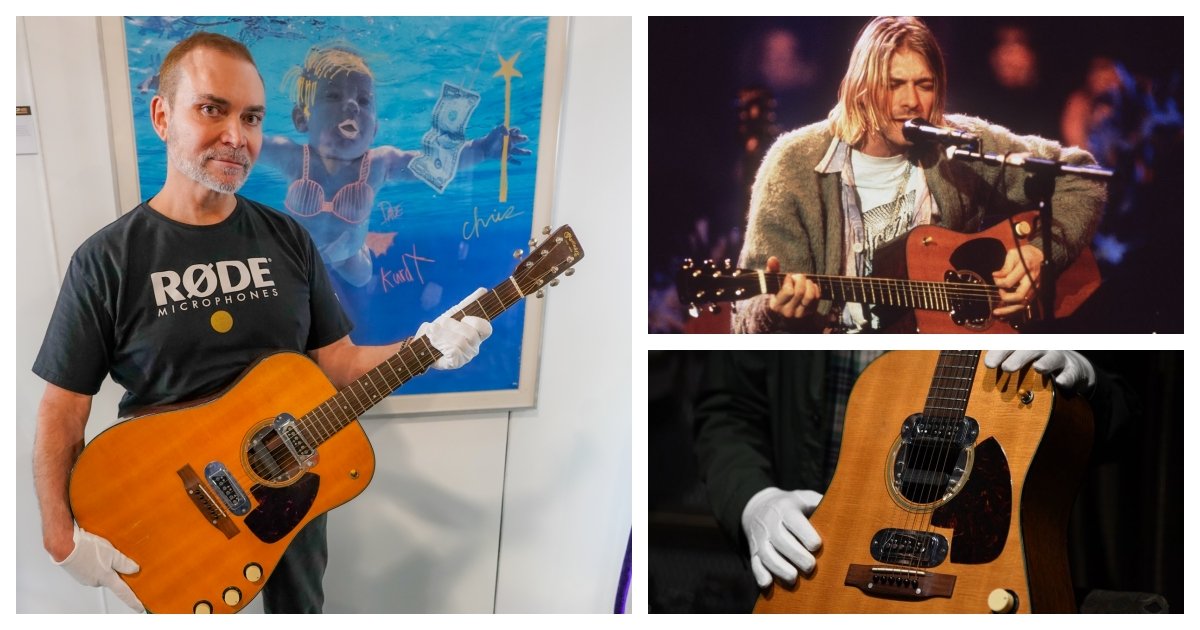 collage 66.jpg?resize=1200,630 - Guitar that Kurt Cobain Used For His MTV Unplugged Gig Sells For a Record $6 Million