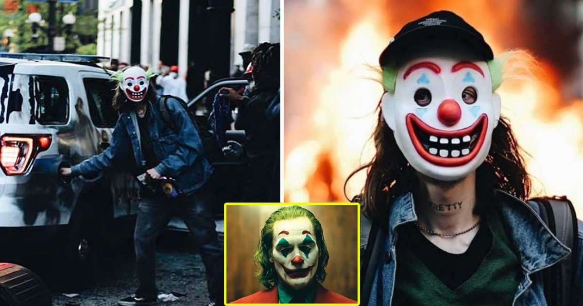 joker 2.jpg?resize=412,232 - Man In 'Joker' Mask Allegedly Torched A Police Car During George Floyd Protests