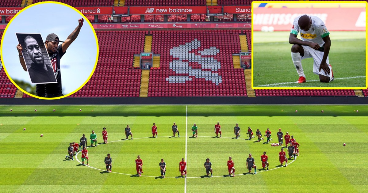 liverpool fc blacklives matter 1.jpg?resize=412,232 - Liverpool Players Took a Knee to Show Solidarity with BlackLivesMatter Movement on Monday
