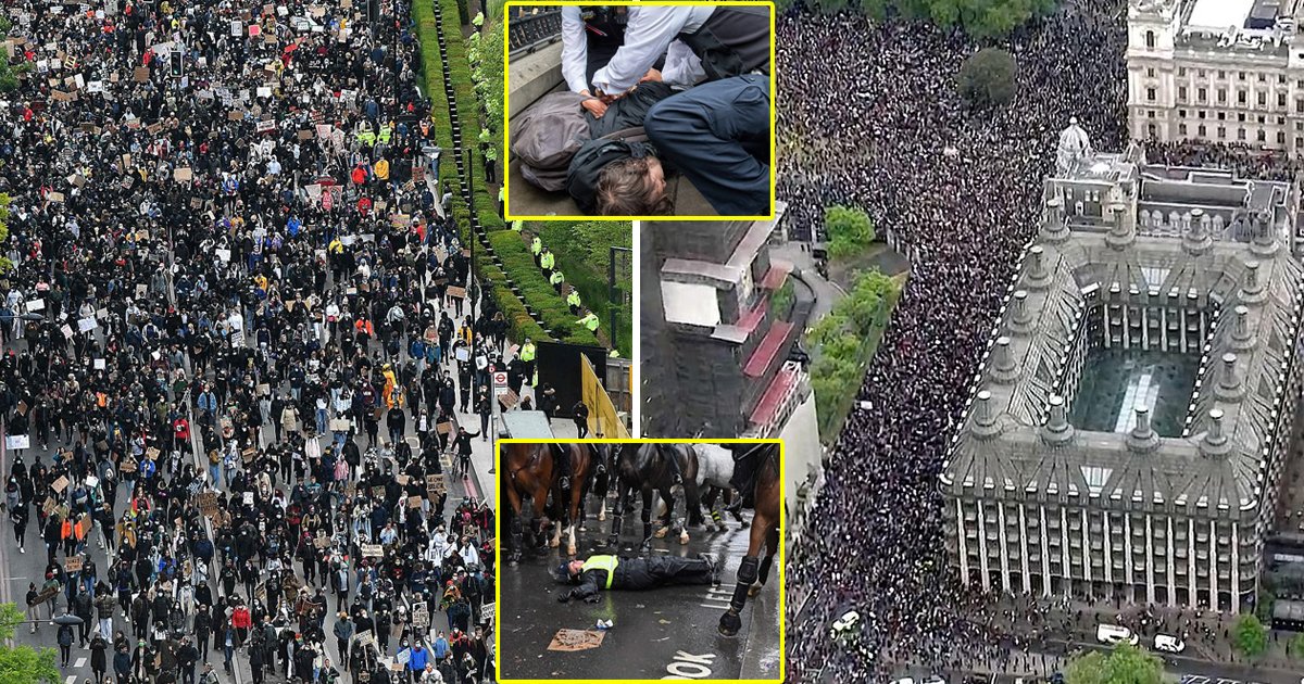 london protest.jpg?resize=1200,630 - Ten Police Officers Are Hurt In Clashes As Thousands Join Black Lives Matter Protest In London