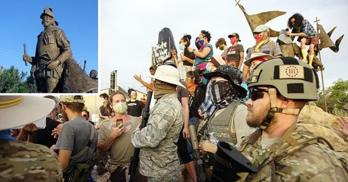 untitled design 1 13.jpg?resize=1200,630 - Armed Militia Shot At Protesters As They Tried To Remove A Statue In New Mexico