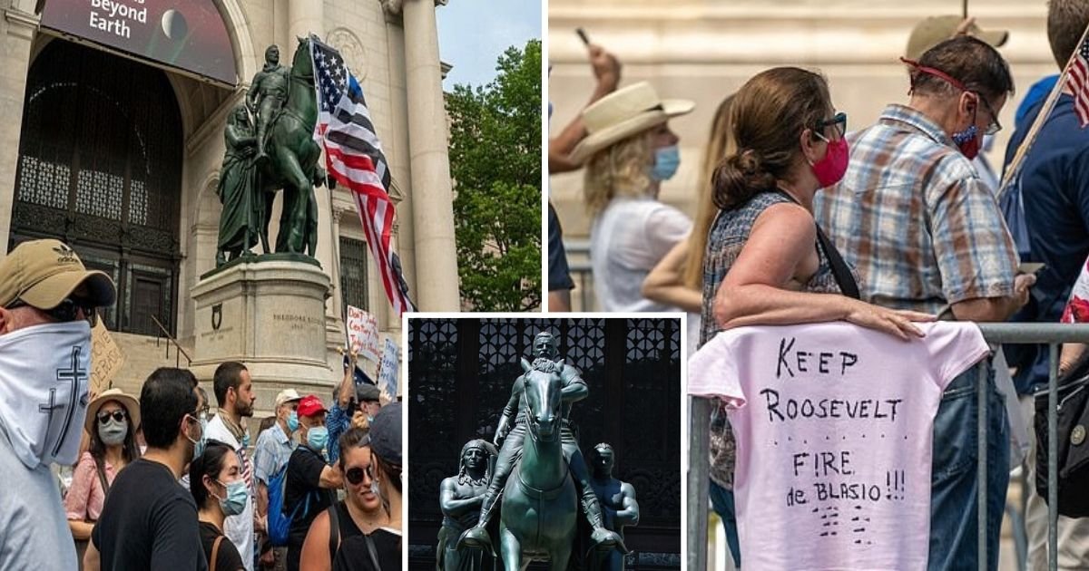 untitled design 1 24.jpg?resize=412,232 - Protesters Gathered To Protect Teddy Roosevelt Statue After NYC Officials Backed Its Removal