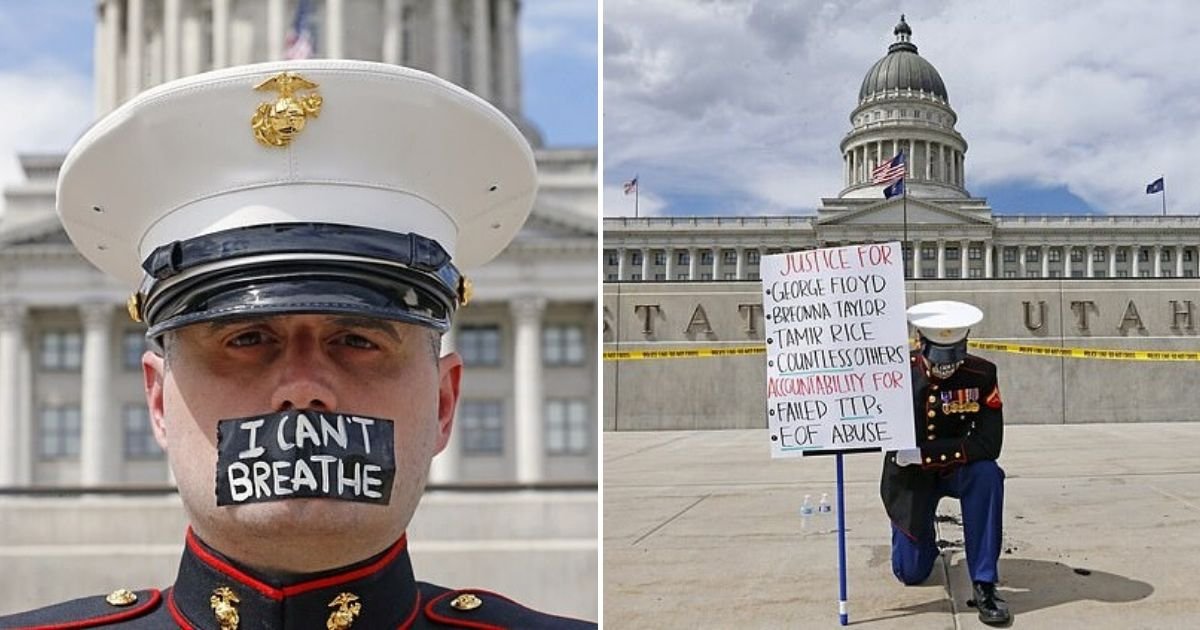untitled design 3 3.jpg?resize=1200,630 - Decorated Marine Veteran Held A One-Man Protest By Standing In Heat For Hours