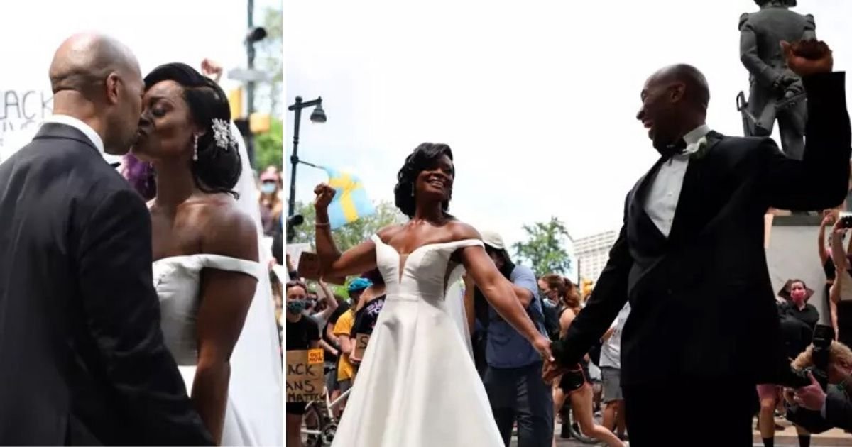 untitled design 4 2.jpg?resize=412,232 - Newlywed Couple Celebrated Their Wedding By Joining BLM Protest