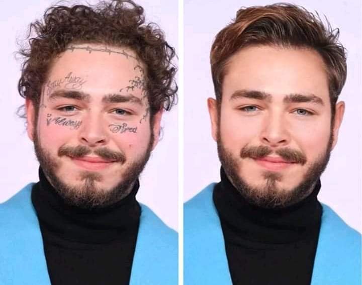 Post Malone without tattoos