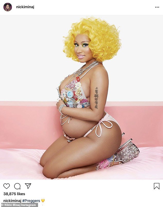 Baby time: Nicki Minaj revealed on Monday that she is pregnant with her first child. The rapper shared a stunning image to Instagram where she cradled her baby bump as she wore a string bikini and platform high heels