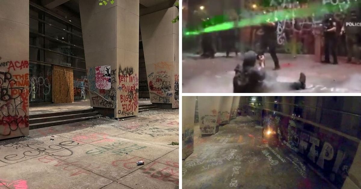 untitled design 1 3.jpg?resize=412,275 - Officers Forced To Retreat As Rioters Set Federal Courthouse On Fire And Cover It In Graffiti
