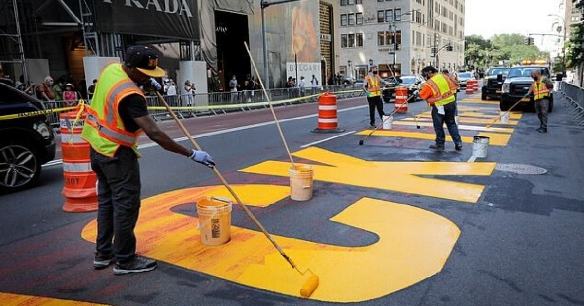 untitled design 2 12.jpg?resize=412,275 - BLM Mural On Fifth Avenue Covered In Red Paint Days After Its Completion