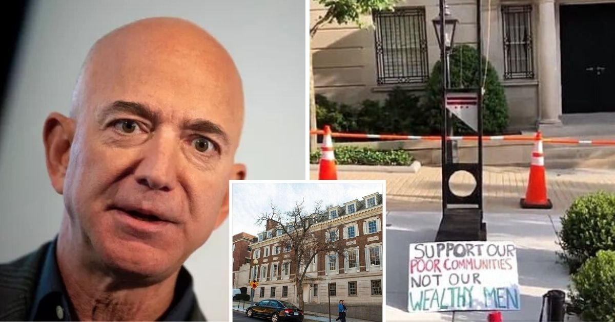 untitled design 5.jpg?resize=412,275 - Protesters Placed A Guillotine In Front Of Jeff Bezos’ Home Amid Demands To Abolish Amazon