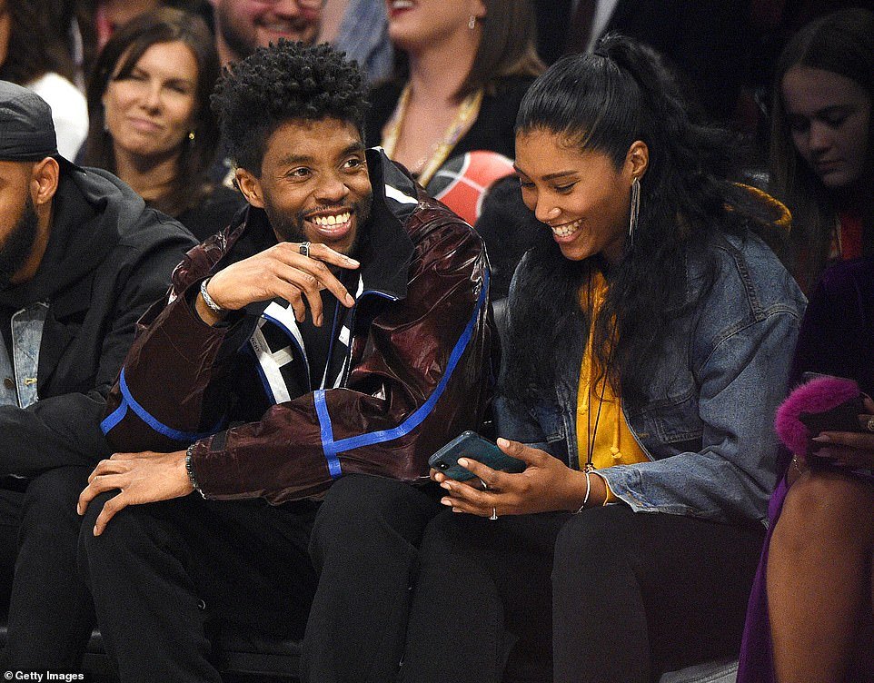 Boseman and Taylor Simone Ledward attend the 69th NBA All-Star Game at United Center on February 16, 2020 in Chicago, Illinois