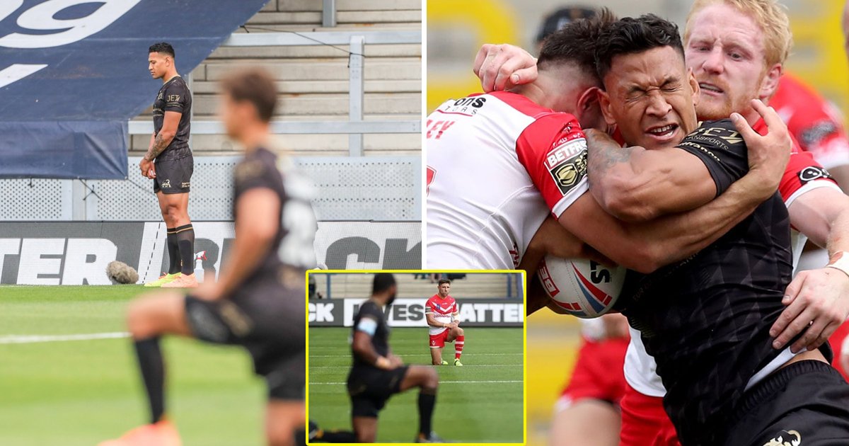 kneel.jpg?resize=412,232 - Controversial Rugby Star Israel Folau Refuses To Kneel Before Super League Clash