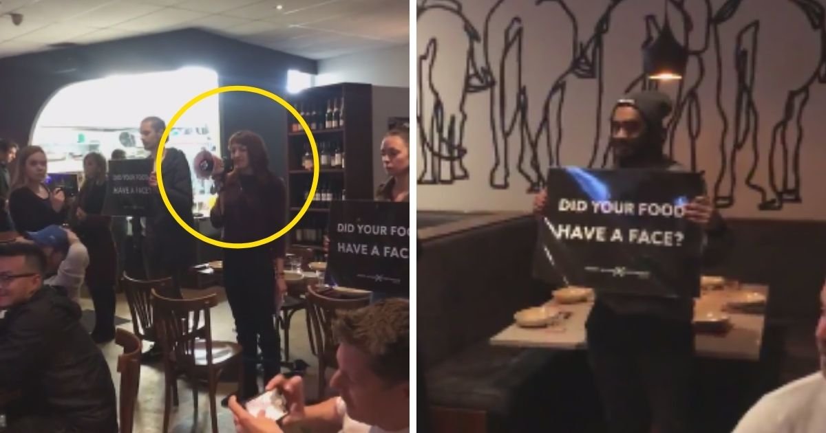 protest6.jpg?resize=412,275 - Group Of Vegan Protesters Storm Restaurant And Shouted At Diners