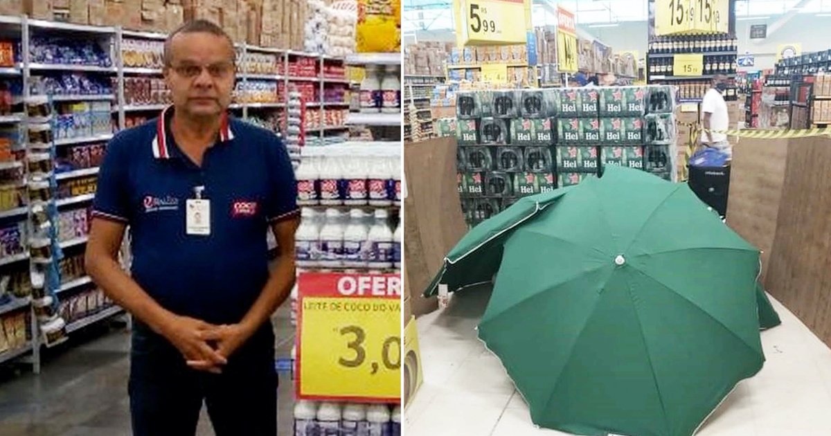 umbrella covered.jpg?resize=412,275 - Sales Manager's Dead Body Covered By Umbrella As Store Remains Open For Business