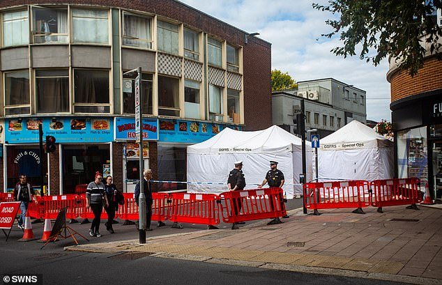 Police erected Special Operations Tents in Mary Arches Street, Exeter, Devon, on Thursday as they launched a murder investigation