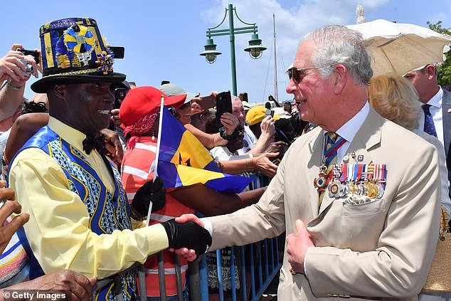 Prince Charles attends a wreath laying ceremony in Bridgetown in March 2019
