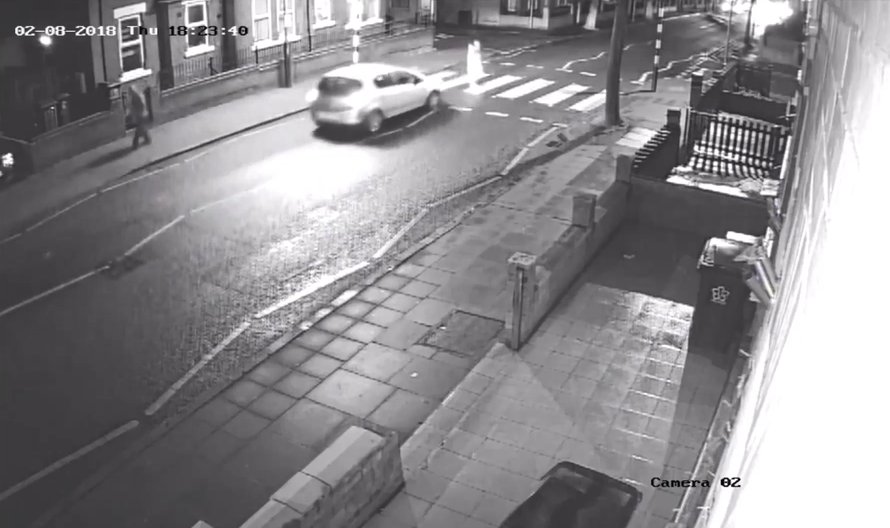 The incident in Leicester was caught on CCTV