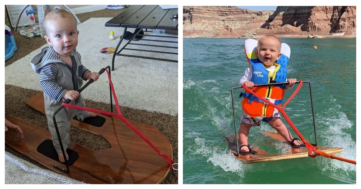 collage 62.jpg?resize=1200,630 - 6-Month-Old Infant May Be The World's Youngest Water-Skier