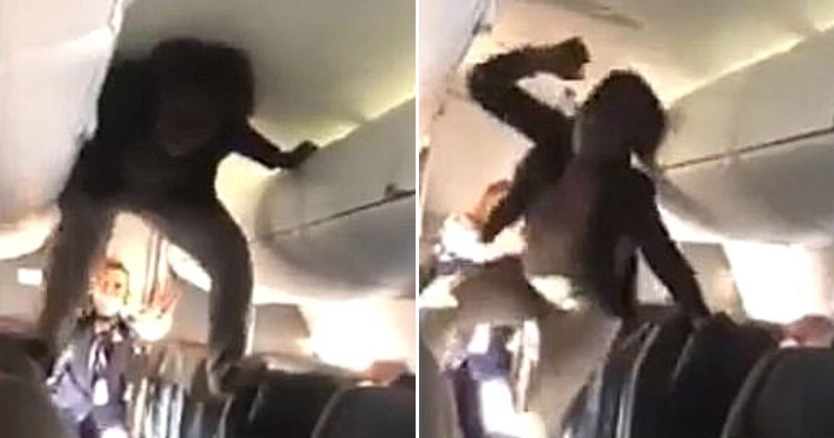 flight5.jpg?resize=1200,630 - Woman's Exorcist-Style Meltdown Aboard Plane Caught On Camera