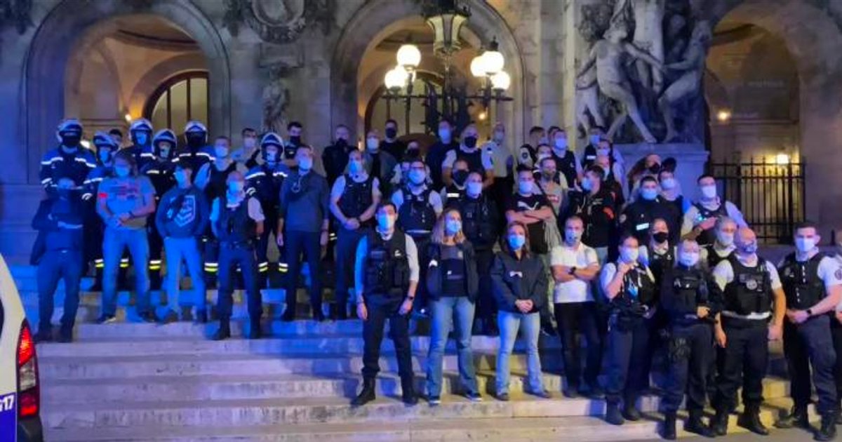 policiers.png?resize=1200,630 - Des dizaines de policiers rassemblés devant l’opéra Garnier réclament une hausse de salaire