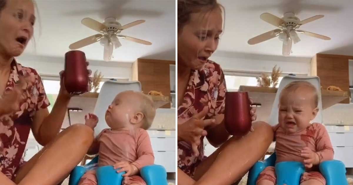 Parents Spill Water Over Their Babies For A TikTok Challenge - Small Joys