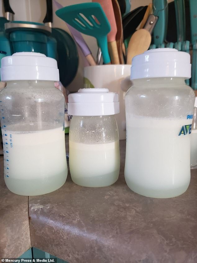 The teacher justifies the charge because it affects her life so much, spending most of the day hooked up to  breast pump and then several hours preparing the milk (pictured) for freezing and delivery