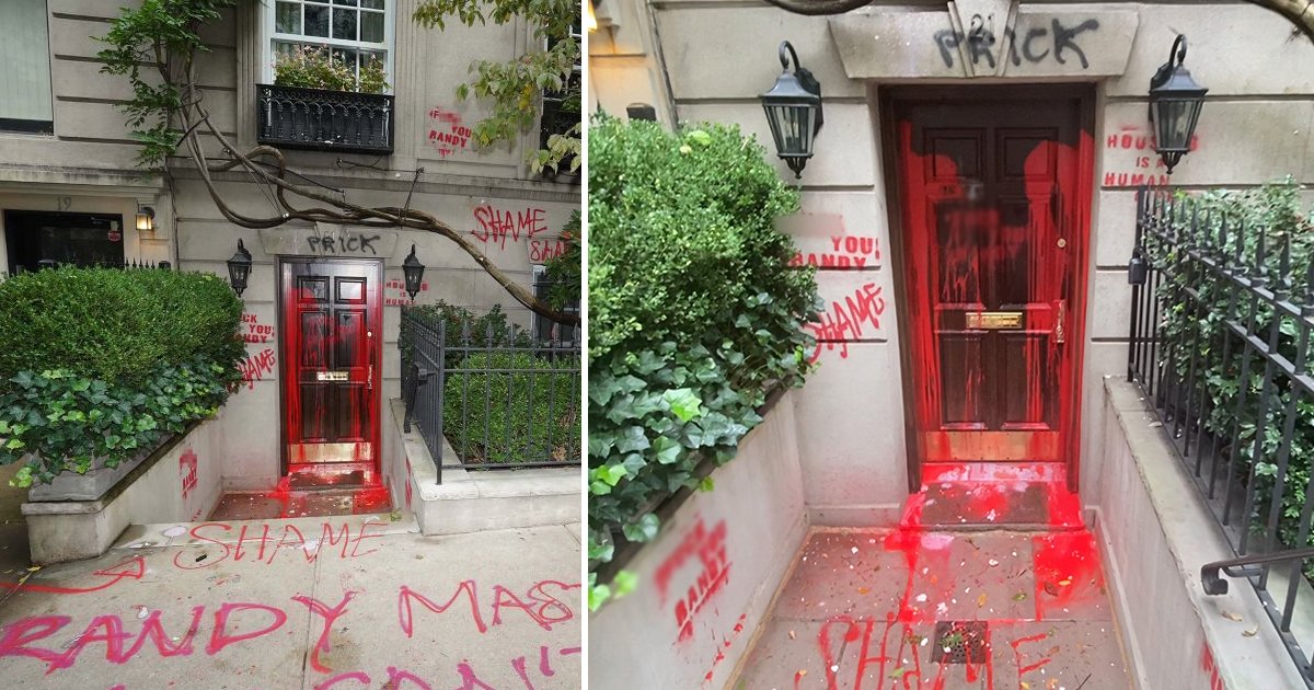 aahahah.jpg?resize=412,232 - Vandals Attack Famous NYC Lawyer's Home With Graffiti In Bid To Oust The Homeless