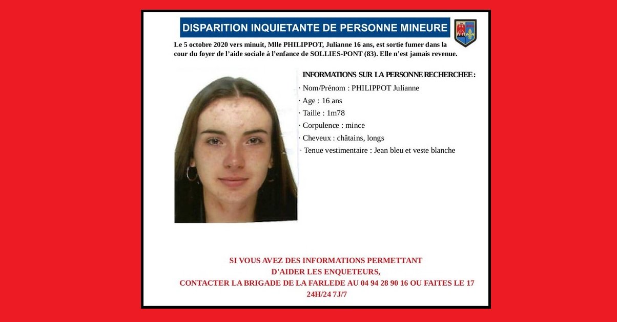 dispa.jpg?resize=412,275 - Disparition inquiétante: les gendarmes lancent un appel à témoins pour retrouver Julianne Philippot