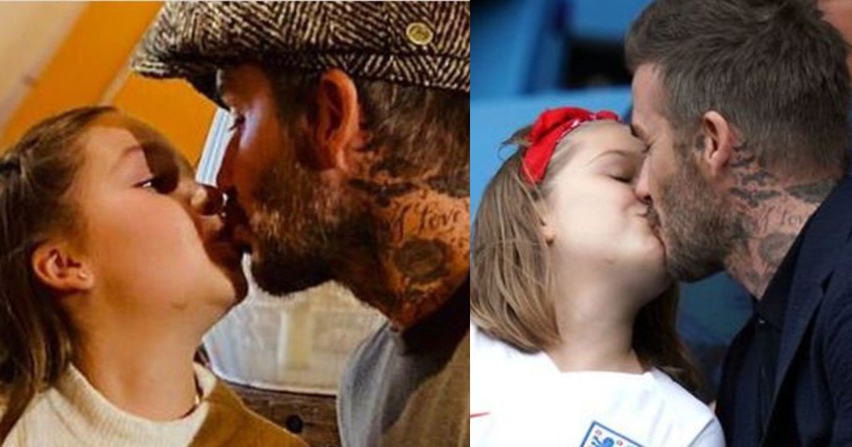 e18486e185aee1848ce185a6 58 1.jpg?resize=412,232 - David Beckham Sparks Outrage After Giving Daughter Harper 'Affectionate' Kiss On Lips