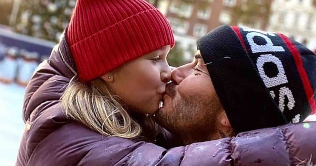 fgsdgsg 1.jpg?resize=1200,630 - David Beckham Sparks Outrage After Giving Daughter Harper 'Affectionate' Kiss On Lips