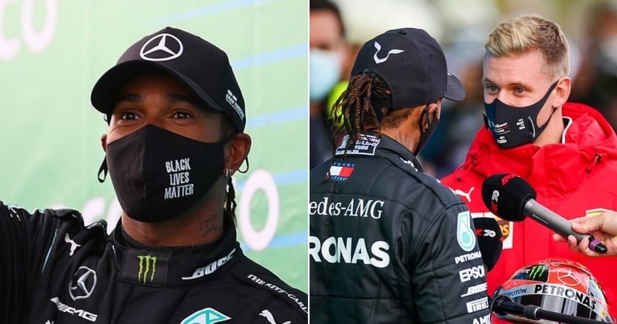 hamilton5.jpg?resize=412,275 - Lewis Hamilton Given Michael Schumacher’s Crash Helmet After Equaling F1 Legend’s Win