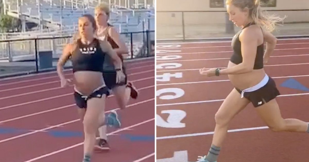 tt 2.jpg?resize=1200,630 - 9-Month-Pregnant Runner Scores Incredible 5:25 Mile Record As Husband Cheers On