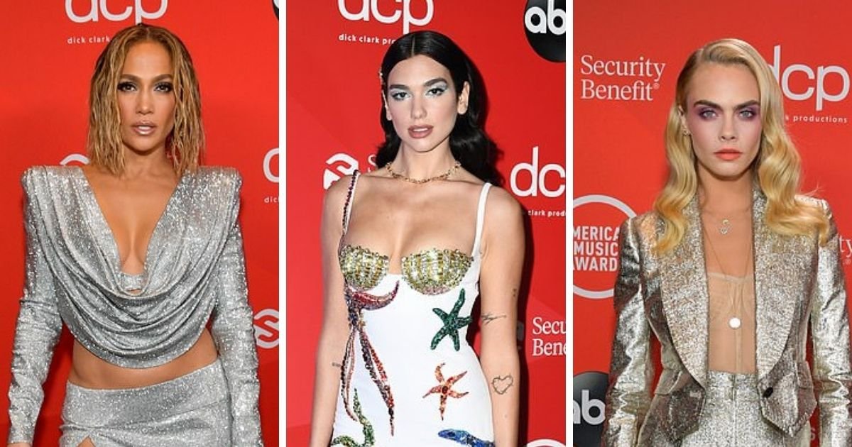 1 169.jpg?resize=1200,630 - J.Lo, Dua Lipa and Cara Delevingne Bring The Sparkle As They Shimmer On The AMA Red Carpet