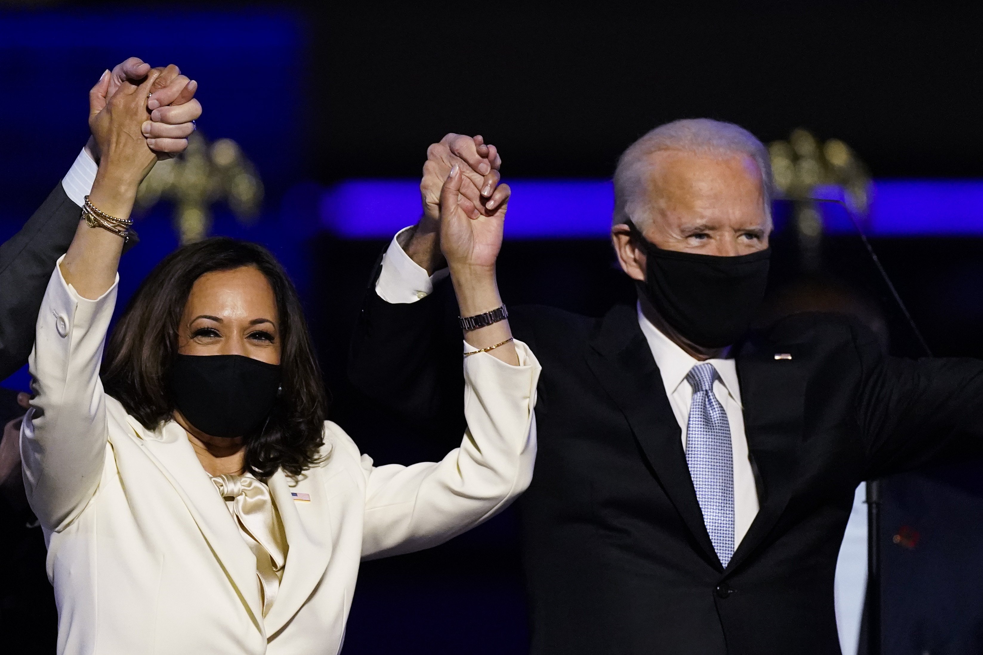 Kamala Harris and Joe Biden celebrate win