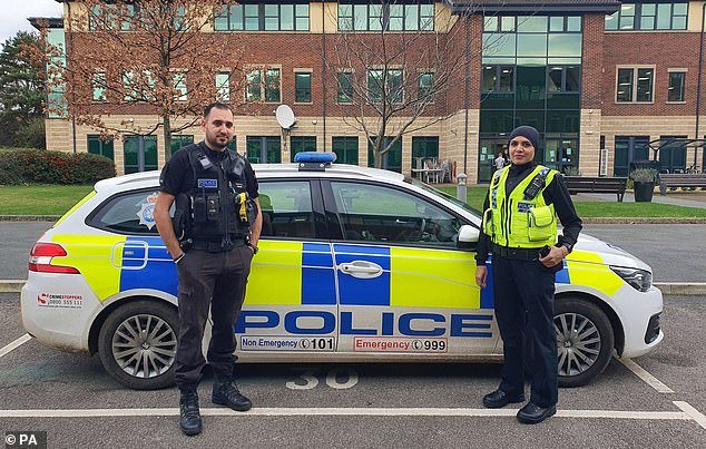 Pc Uzma Amireddy, pictured right, designed a new hijab to form part of her North Yorkshire Police uniform which she hopes will allow more Muslim women to join the force