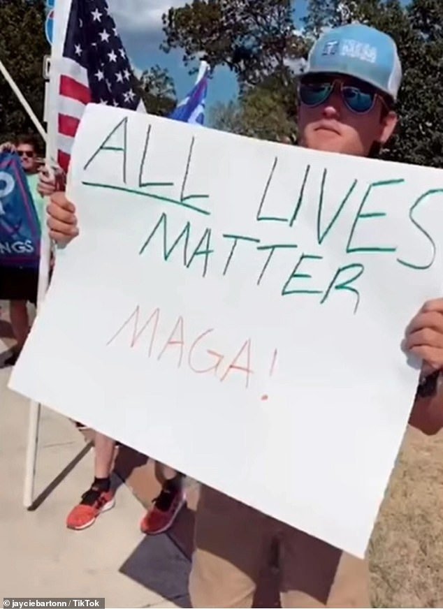 In August, Barton posted a TikTok at a pro-Trump rally, which included signs such as 