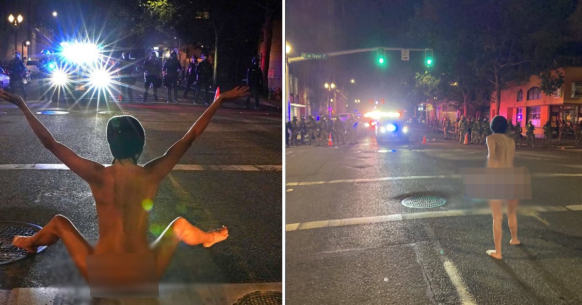 gggggggggad.jpg?resize=1200,630 - Portland's Protests Takes Bizarre Turn As Protestor Strips Naked For Anti-Riot Police
